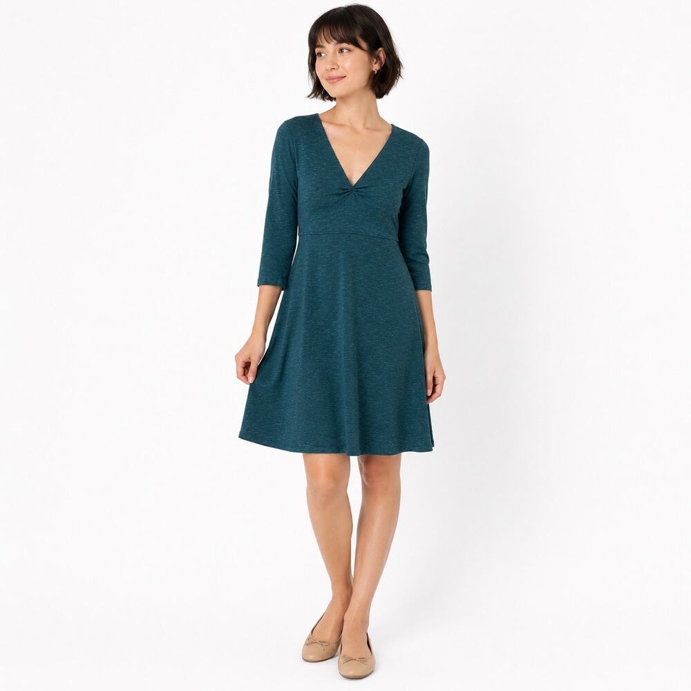 Toad & Co Rosalinda Dress Teal Sz XS  Sustainable Fashion Coastal Casual